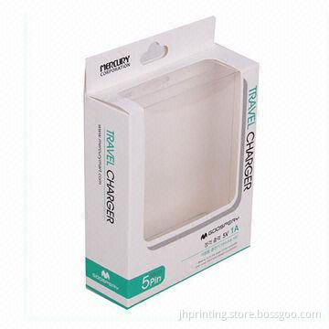 Charger Packaging Box with Window, OEM Sample Ready in 3 Days
